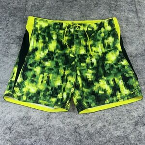Nike Swim Trunks Hybrid Men's XL Neon Green Swoosh Mesh Lined Shorts Bottoms‎